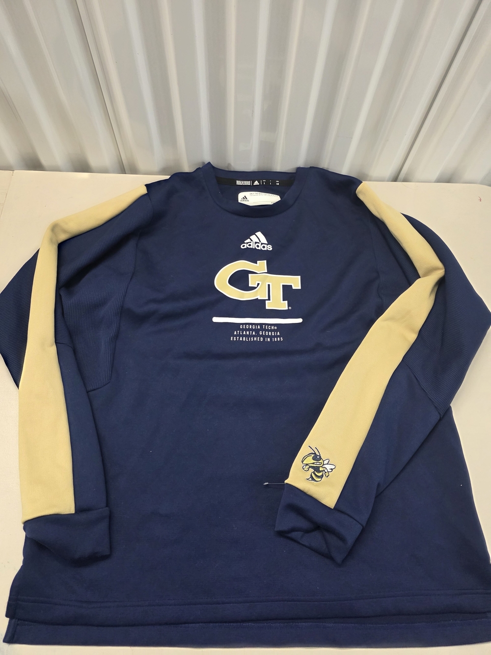 Georgia Tech Yellow Jackets Sweatshirt Blue NCAA Football Adidas Men's Size Larg